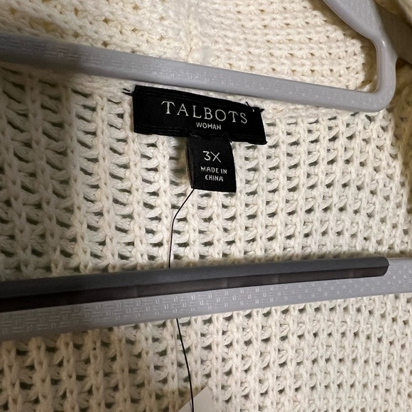 NWT Talbots Ivory chunky knit cashmere blend cardigan sweater - Picture 2 of 6